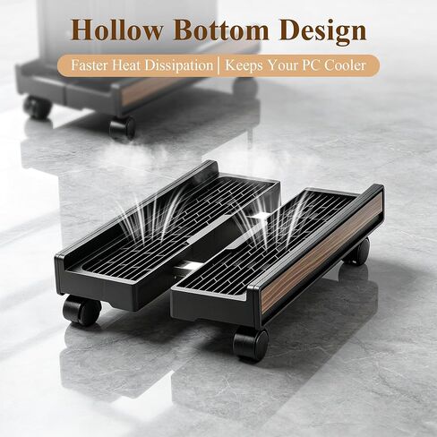 Adjustable Rolling Computer Cart with Wheels - PC Tower Stand Mobile CPU Floor Cart for Gaming Desktop in Kuwait