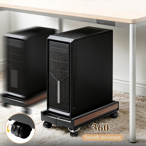 Adjustable Rolling Computer Cart with Wheels - PC Tower Stand Mobile CPU Floor Cart for Gaming Desktop in Kuwait