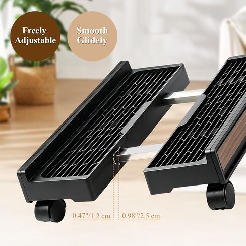 Adjustable Rolling Computer Cart with Wheels - PC Tower Stand Mobile CPU Floor Cart for Gaming Desktop in Kuwait