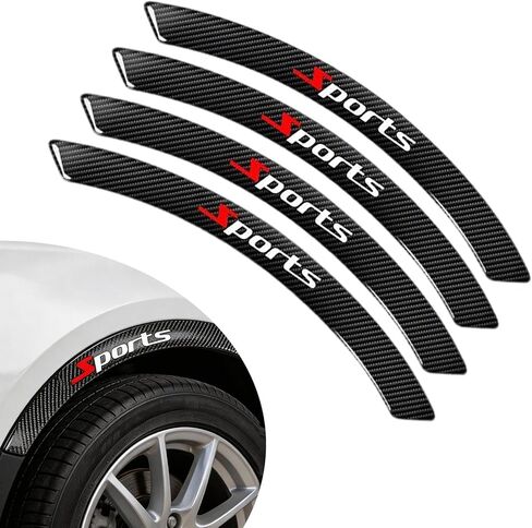 4pcs Car Wheel Eyebrow Stickers, Carbon Fiber Pattern Fender Flare Edge Trim Protector Anti-Collision Rubber Strips, for Car SUV Truck (Black) in Kuwait