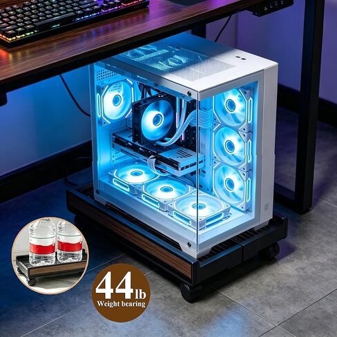 Adjustable Rolling Computer Cart with Wheels - PC Tower Stand Mobile CPU Floor Cart for Gaming Desktop in Kuwait