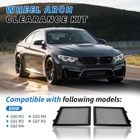 طقم لوحة إزالة قوس العجلة الأمامية من الألومنيوم متوافق مع BMW M2 M3 M4 G80 G81 G82 G83 G87 2021+، ملحقات لوحات بطانة الرفارف in Kuwait