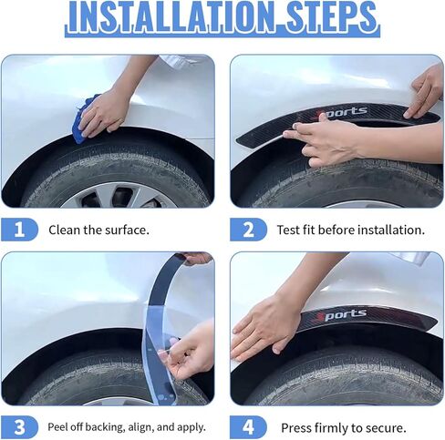 4pcs Car Wheel Eyebrow Stickers, Carbon Fiber Pattern Fender Flare Edge Trim Protector Anti-Collision Rubber Strips, for Car SUV Truck (Black) in Kuwait