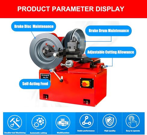 Brake Disc Drum Lathe φ180-350mm Automobile Brake Hub Plate Repair Machine Car Brakes Cutting Lathe Disc/Drum Brake Lathe for Car Brake Drum Brake Disc Repair 110V 1100W in Kuwait