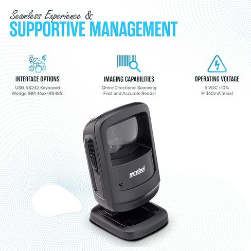 DS9208 Zebra رمز ماسح الباركود الرقمي بدون استخدام اليدين 1D/2D مع كابل USB وقطعة قماش تنظيف من الألياف الدقيقة - مسح ضوئي عالي الأداء، تصميم مضغوط، نطاق قياسي (متجدد) in Kuwait