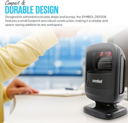 DS9208 Zebra رمز ماسح الباركود الرقمي بدون استخدام اليدين 1D/2D مع كابل USB وقطعة قماش تنظيف من الألياف الدقيقة - مسح ضوئي عالي الأداء، تصميم مضغوط، نطاق قياسي (متجدد) in Kuwait