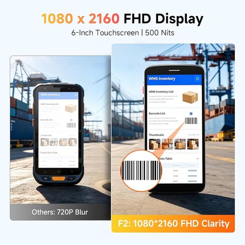 Android 15 Barcode Scanner F2, Handheld PDA w/Zebra SE4710 Scan Engine, 6 Inch Touchscreen Industrial Mobile Computer, IP67 Data Terminal Inventory Scanner for Warehouse Logistics Management in Kuwait