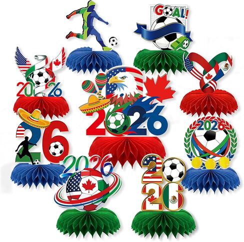 Soccer Honeycomb Centerpiece - Honeycomb Centerpiece, 2026 Matches Party Decorations for Soccer Table Centerpiece Party in Kuwait