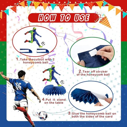 Soccer Honeycomb Centerpiece - Honeycomb Centerpiece, 2026 Matches Party Decorations for Soccer Table Centerpiece Party in Kuwait