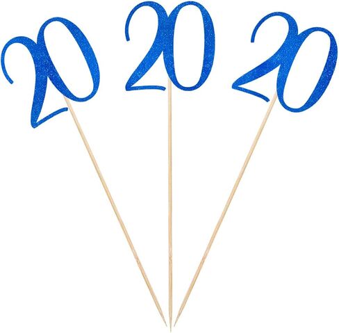 أعواد مركزية لعيد الميلاد العشرين باللون الأزرق اللامع، عبوة من 12 قطعة رقم 20 لتزيين حفلات الذكرى السنوية in Kuwait