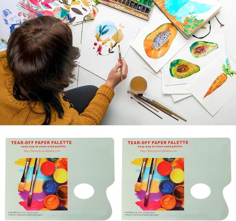 Rengue 2Pack Tear Off Paint Palette Paper, Palettes Double Sided Palette for Acrylic and Oil Painting, Perfect for Students and Artists 2Pack Tear Off Paint Paper, Disposable in Kuwait