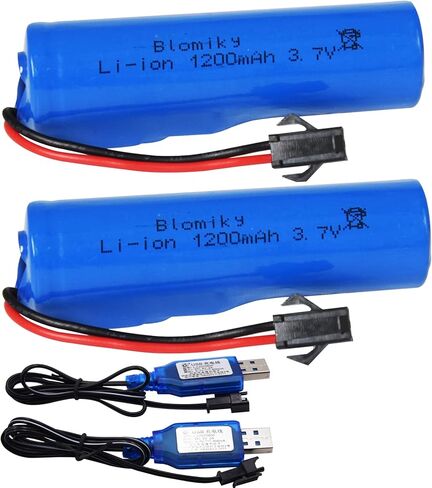 Blomiky 3.7V 1200mAh 2 Pack بطارية ليثيوم أيون قابلة للشحن مع قابس SM2P وكابل USB لشاحنات سيارات التحكم عن بعد 3.7V 1200mAh 2 in Kuwait