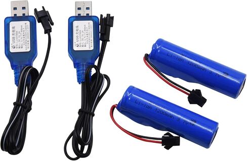 Blomiky 3.7V 1200mAh 2 Pack بطارية ليثيوم أيون قابلة للشحن مع قابس SM2P وكابل USB لشاحنات سيارات التحكم عن بعد 3.7V 1200mAh 2 in Kuwait