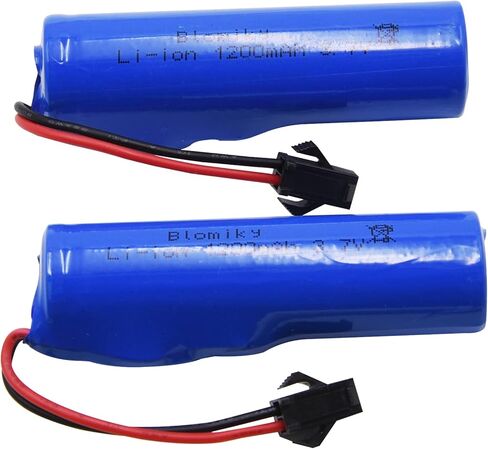 Blomiky 3.7V 1200mAh 2 Pack بطارية ليثيوم أيون قابلة للشحن مع قابس SM2P وكابل USB لشاحنات سيارات التحكم عن بعد 3.7V 1200mAh 2 in Kuwait