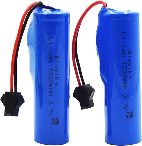 Blomiky 3.7V 1200mAh 2 Pack بطارية ليثيوم أيون قابلة للشحن مع قابس SM2P وكابل USB لشاحنات سيارات التحكم عن بعد 3.7V 1200mAh 2 in Kuwait