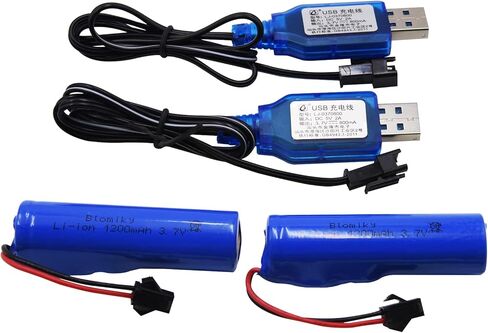 Blomiky 3.7V 1200mAh 2 Pack بطارية ليثيوم أيون قابلة للشحن مع قابس SM2P وكابل USB لشاحنات سيارات التحكم عن بعد 3.7V 1200mAh 2 in Kuwait