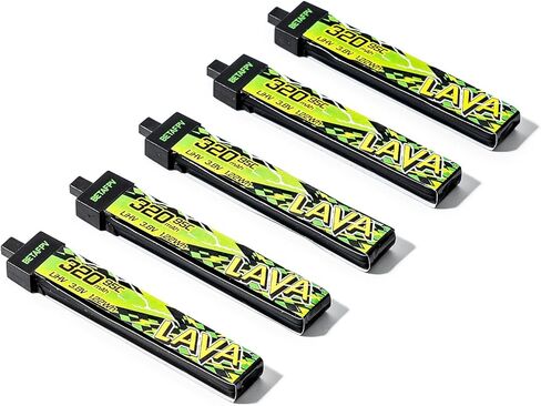 BETAFPV 5pcs Lava II 320mAh 1S Battery 3.8V 95C LiHV مع موصل BT2.0، متوافق مع 1S Tiny Whoop Drone Quadcopter مثل Cetus FPV Kit، Air65، Meteor65 Pro 1S طائرات بدون طيار in Kuwait