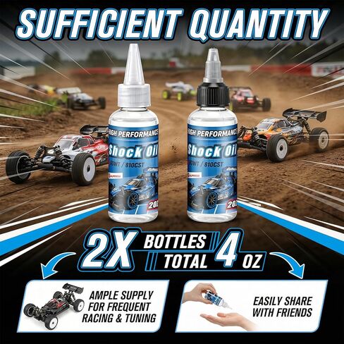 2 Bottles Racing Silicone Shock Oil 60WT 810CST 2OZ, RC Car Shock Oil for Lubricating R/C Radio Controlled Cars and All Types of Vehicles, Electric Car/Truck Option Parts, Does Not Evaporate in Kuwait