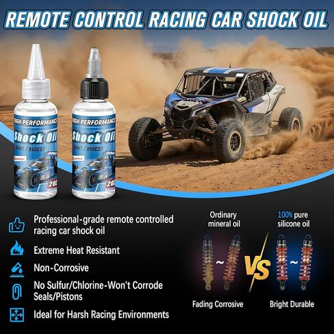 2 Bottles Racing Silicone Shock Oil 60WT 810CST 2OZ, RC Car Shock Oil for Lubricating R/C Radio Controlled Cars and All Types of Vehicles, Electric Car/Truck Option Parts, Does Not Evaporate in Kuwait
