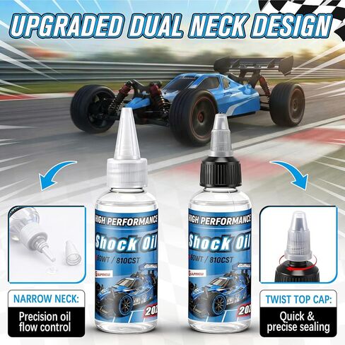2 Bottles Racing Silicone Shock Oil 60WT 810CST 2OZ, RC Car Shock Oil for Lubricating R/C Radio Controlled Cars and All Types of Vehicles, Electric Car/Truck Option Parts, Does Not Evaporate in Kuwait