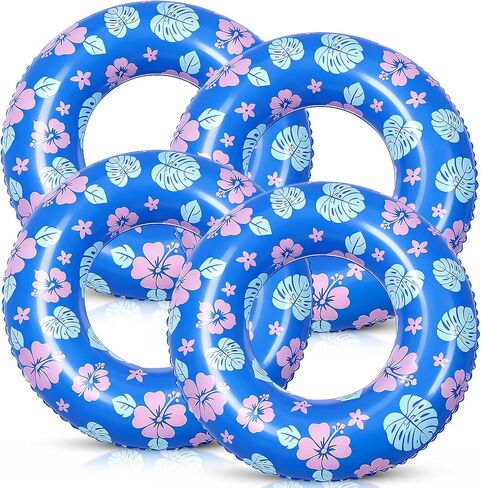 4 Pack 23.62 Inch Hawaii Inflatable Pool Floats Hawaii PVC Swim Ring Pool Tubes Water Toys for Kids Birthday Gifts Party Favors Lakes Summer Beach Water Play Accessories in Kuwait