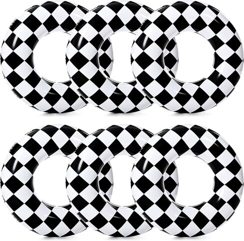 Soulchen 6 Pcs Inflatable Tube Pool Float 33" Swimming Pool Float, Swimming Inflatable Tube Ring Raft Toys for Summer Beach Party Supplies (Red & White) in Kuwait