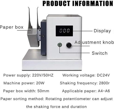 220V Electric Paper Jogger, Adjustable Jitter Strength, 2800RPM Sorting Machine for Efficient Office & Archive Use, 50MM Holder for Quick Paper Organization in Kuwait