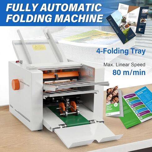 Automatic Paper Folding Machine – 262 ft/min Electric Document Folder with 4 Trays & Digital Counter – Desktop Paper Folder for Offices, Print Shops, Manuals & Letters (110V) in Kuwait