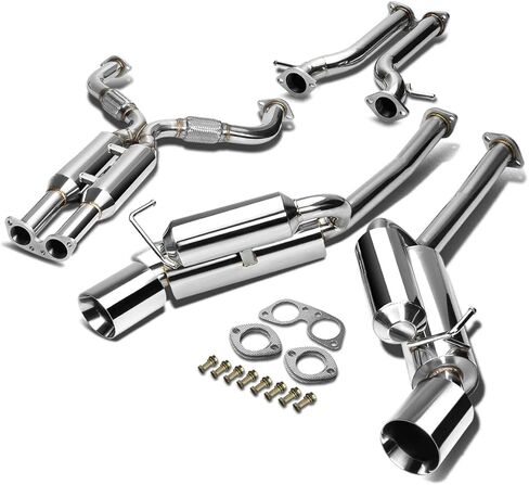 نظام عادم كاتم صوت ملفوف مزدوج 4.5 بوصة من Auto Dynasty متوافق مع Nissan 370Z 09-19، من الفولاذ المقاوم للصدأ in Kuwait