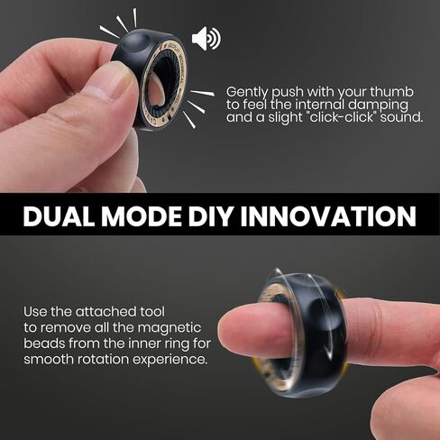 Fidget Spinnners Toy, EDC Metal Fidget Ring for Adults, ADHD & Anxiety Autism Stress Relief Cool Quiet Mechanical Wheel Toy (Black) in Kuwait