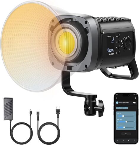 ULANZI VL-200Bi Video Light - 200W COB LED Video Light Bi Color Continuous Output Lighting with APP Control & Adapter, 2700K-6500K 6 Scenes Bowens Mount Photography Lights for Photo Videos Recording in Saudi Arabia