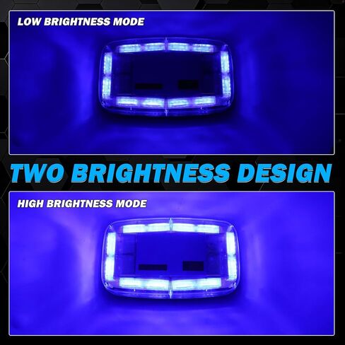 أضواء LED القوية اللاسلكية بطارية قابلة للشحن للتحكم عن بعد، 17 وضع وامض، وضعان للسطوع، 48-Led، ضوء تحذير وامض للطوارئ على سطح المنارة لشاحنات المركبات، حزمة واحدة، أزرق in Kuwait