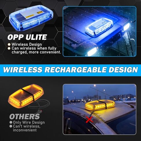 أضواء LED القوية اللاسلكية بطارية قابلة للشحن للتحكم عن بعد، 17 وضع وامض، وضعان للسطوع، 48-Led، ضوء تحذير وامض للطوارئ على سطح المنارة لشاحنات المركبات، حزمة واحدة، أزرق in Kuwait