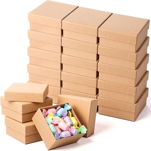 24 Pcs Mini Paper Mache Boxes with Lids, 3.9 Inch Square Small Gift Boxes for DIY Crafts, Jewelry, Soap, Candy & Holiday Present Packaging in Kuwait