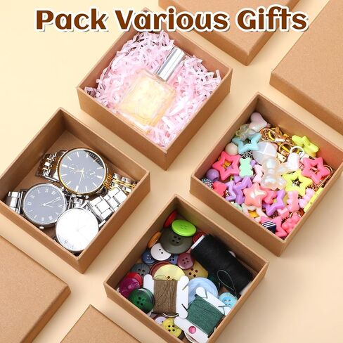 24 Pcs Mini Paper Mache Boxes with Lids, 3.9 Inch Square Small Gift Boxes for DIY Crafts, Jewelry, Soap, Candy & Holiday Present Packaging in Kuwait