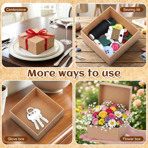 24 Pcs Mini Paper Mache Boxes with Lids, 3.9 Inch Square Small Gift Boxes for DIY Crafts, Jewelry, Soap, Candy & Holiday Present Packaging in Kuwait