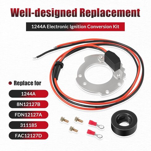 مجموعة تحويل الإشعال الإلكتروني 1244A لجرارات Ford 4-Cyl، لسلسلة 2N 8N 9N 500-800، نقطة واحدة، أرض سلبية 12 فولت، وحدة إشعال عالية الأداء in Kuwait
