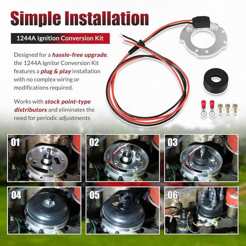 مجموعة تحويل الإشعال الإلكتروني 1244A لجرارات Ford 4-Cyl، لسلسلة 2N 8N 9N 500-800، نقطة واحدة، أرض سلبية 12 فولت، وحدة إشعال عالية الأداء in Kuwait