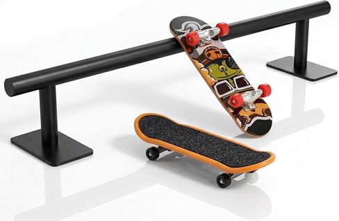 Fingerboard Rail 11" Metal Round Grind Rail Non-Slip Stable Base for Smooth Slides & Grinds Fingerboard Trick Training Obstacle Fits Tech Deck Mini Skate Park & Desk Setup in Kuwait