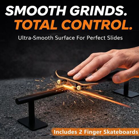 Fingerboard Rail 11" Metal Round Grind Rail Non-Slip Stable Base for Smooth Slides & Grinds Fingerboard Trick Training Obstacle Fits Tech Deck Mini Skate Park & Desk Setup in Kuwait