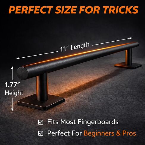 Fingerboard Rail 11" Metal Round Grind Rail Non-Slip Stable Base for Smooth Slides & Grinds Fingerboard Trick Training Obstacle Fits Tech Deck Mini Skate Park & Desk Setup in Kuwait