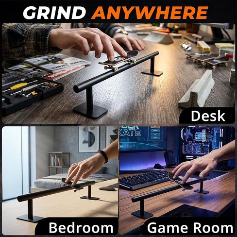 Fingerboard Rail 11" Metal Round Grind Rail Non-Slip Stable Base for Smooth Slides & Grinds Fingerboard Trick Training Obstacle Fits Tech Deck Mini Skate Park & Desk Setup in Kuwait