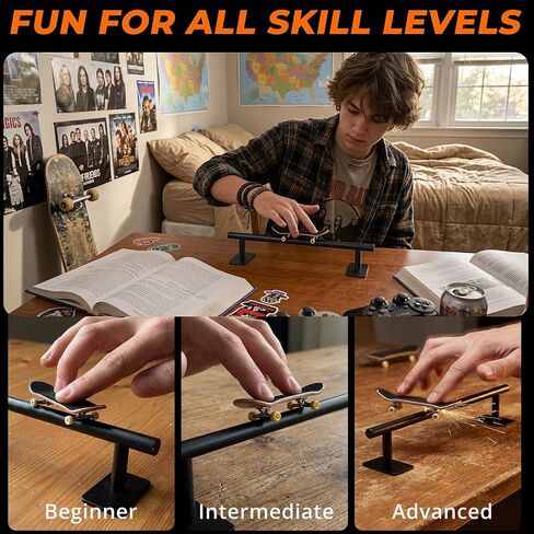 Fingerboard Rail 11" Metal Round Grind Rail Non-Slip Stable Base for Smooth Slides & Grinds Fingerboard Trick Training Obstacle Fits Tech Deck Mini Skate Park & Desk Setup in Kuwait