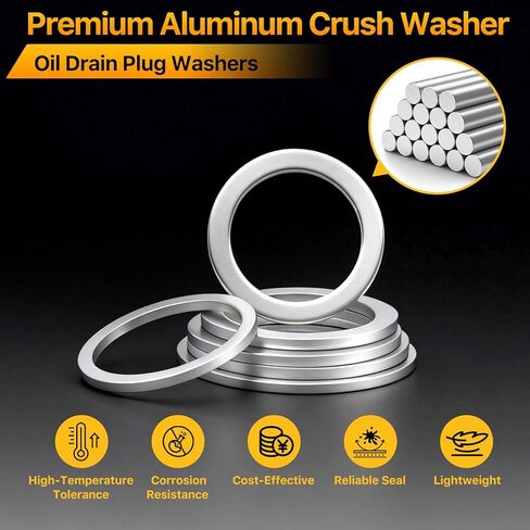 720PCS Crush Washer Oil Drain Plug,18 Sizes Aluminum Oil Drain Plug Gasket Assortment Kit, Automotive Engine Crush Washer (M6 M8 M10 M12 M14 M16 M18 M20 M22 M24) in Saudi Arabia
