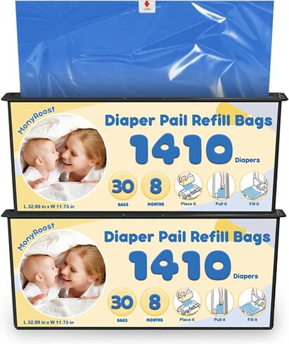 متوافق مع عبوات Diaper Genie Compact وSelect وClassic - 6 عبوات من أكياس إعادة التعبئة المربعة، طبقة EVOH مستمرة متعددة الطبقات، أقصى تحكم في الرائحة، غير معطرة، غير مخصصة لأنظمة التوقيع/سهلة اللف in Saudi Arabia