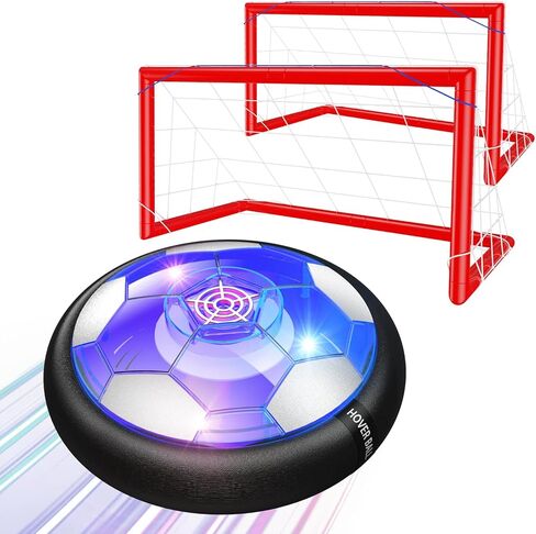 Ancesfun 2 in 1 Hover Soccer Ball Set, Birthday Gifts for Boys Girls Kids Age 3 4 5 6 7 8-12 Years Old Up, Indoor Soccer Toys Game, USB Rechargeable Light-Up Air Floating Soccer Ball with 2 Goals in Kuwait