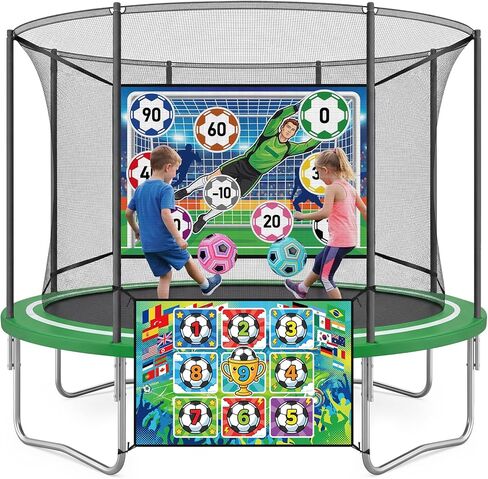 Trampoline Sticky Soccer Ball Game Accessories with 2 Inflatable Balls, Double Side Soccer Goal Target Attachment Fits 8 10 12 14 15 16 FT Trampoline, Indoor Outdoor Lawn Backyard Game in Kuwait