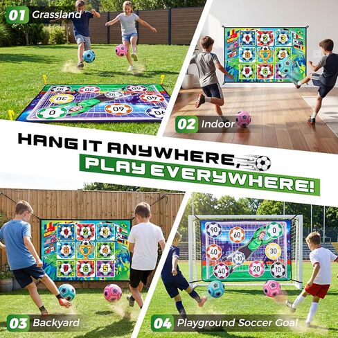 Trampoline Sticky Soccer Ball Game Accessories with 2 Inflatable Balls, Double Side Soccer Goal Target Attachment Fits 8 10 12 14 15 16 FT Trampoline, Indoor Outdoor Lawn Backyard Game in Kuwait