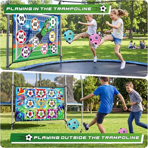Trampoline Sticky Soccer Ball Game Accessories with 2 Inflatable Balls, Double Side Soccer Goal Target Attachment Fits 8 10 12 14 15 16 FT Trampoline, Indoor Outdoor Lawn Backyard Game in Kuwait