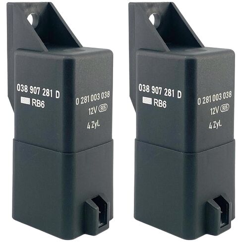 038907281D Glow Plug Control Unit Relay (2-Pack), 12V 9-Pin, Compatible with VW Jetta Golf Beetle Passat Audi A3 A4 TDI Diesel, Replacement for 0281003038 038-907-281-D, Fixes Cold Start & P0380 Codes in Kuwait